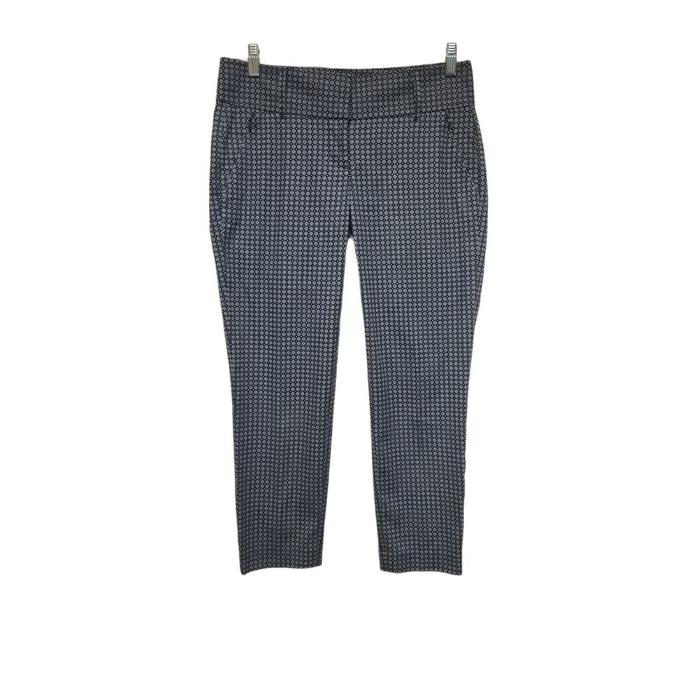 Ann Taylor Skinny Ankle Pants Zipper Pockets Size 4 Color Blue & White Dots